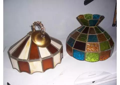 set of 2 stain glass light shades   5 inch